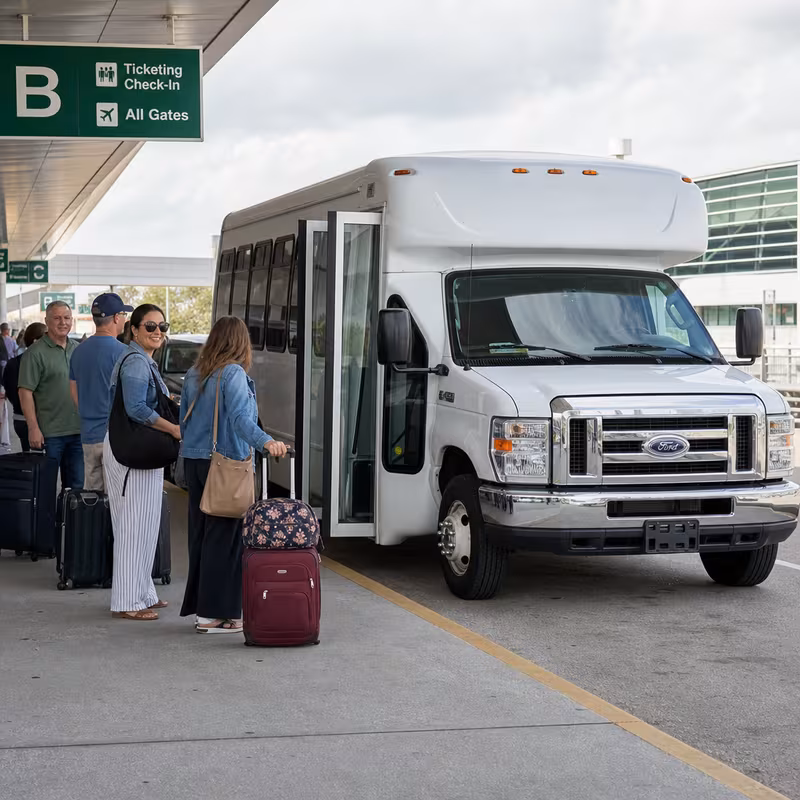 Black Mercedes Sprinter van staged for an New Orleans Airport Transportation group