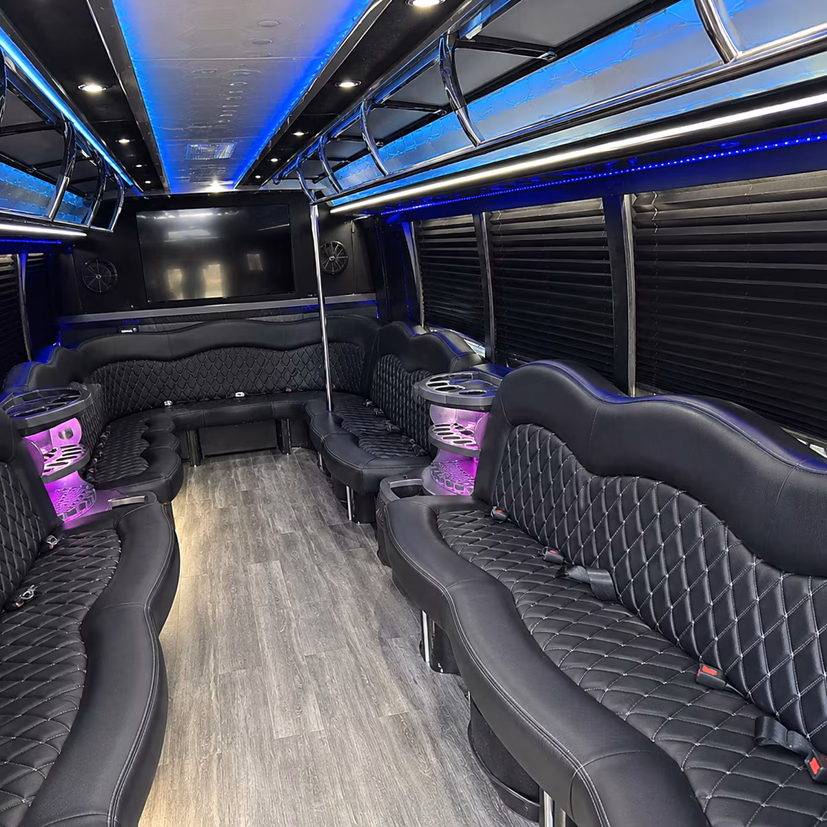 New Orleans Bachelor & Bachelorette Transportation party bus interior