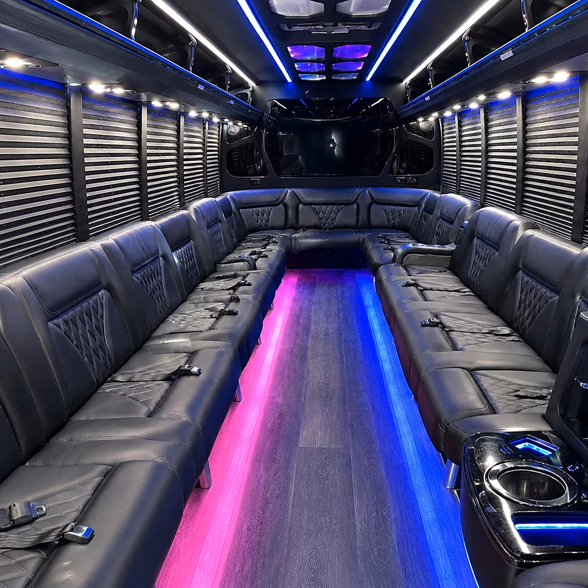 New Orleans Concert & Music Festival Transportation party bus interior
