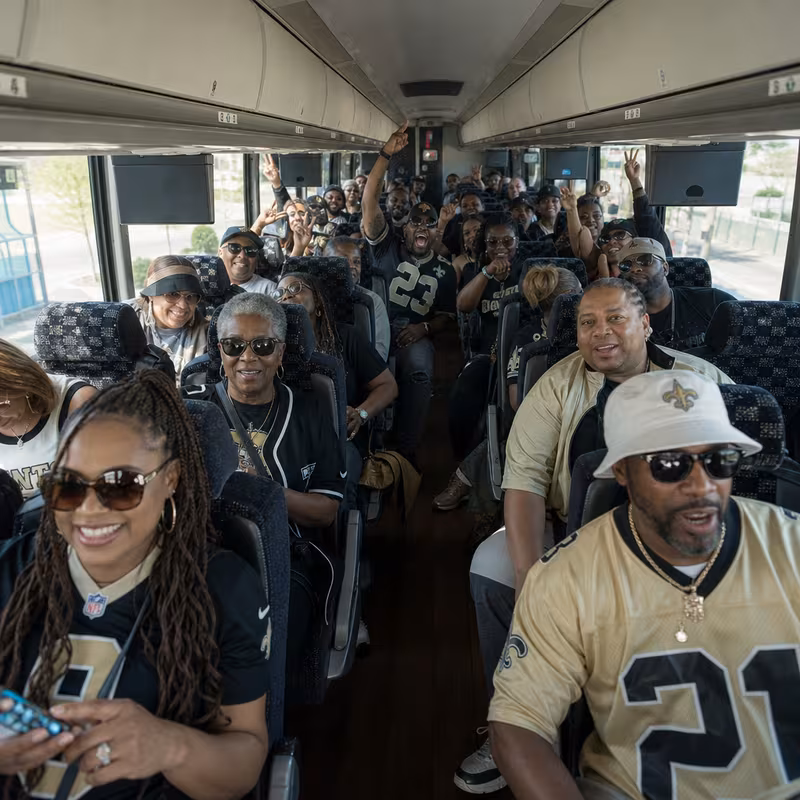 Black Mercedes Sprinter van staged for an New Orleans Sporting Event Transportation group