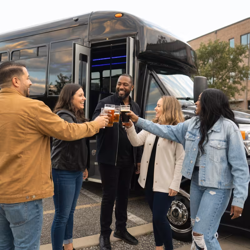 Passengers loading luggage while boarding an New Orleans group shuttle
